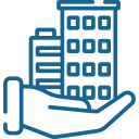 icono de unamano sujetando un edificio